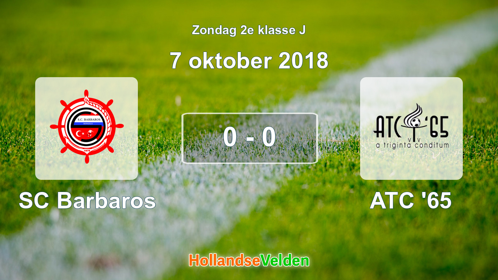 Gespeelde wedstrijd: SC Barbaros - ATC '65 0 - 0 (7 oktober 2018)