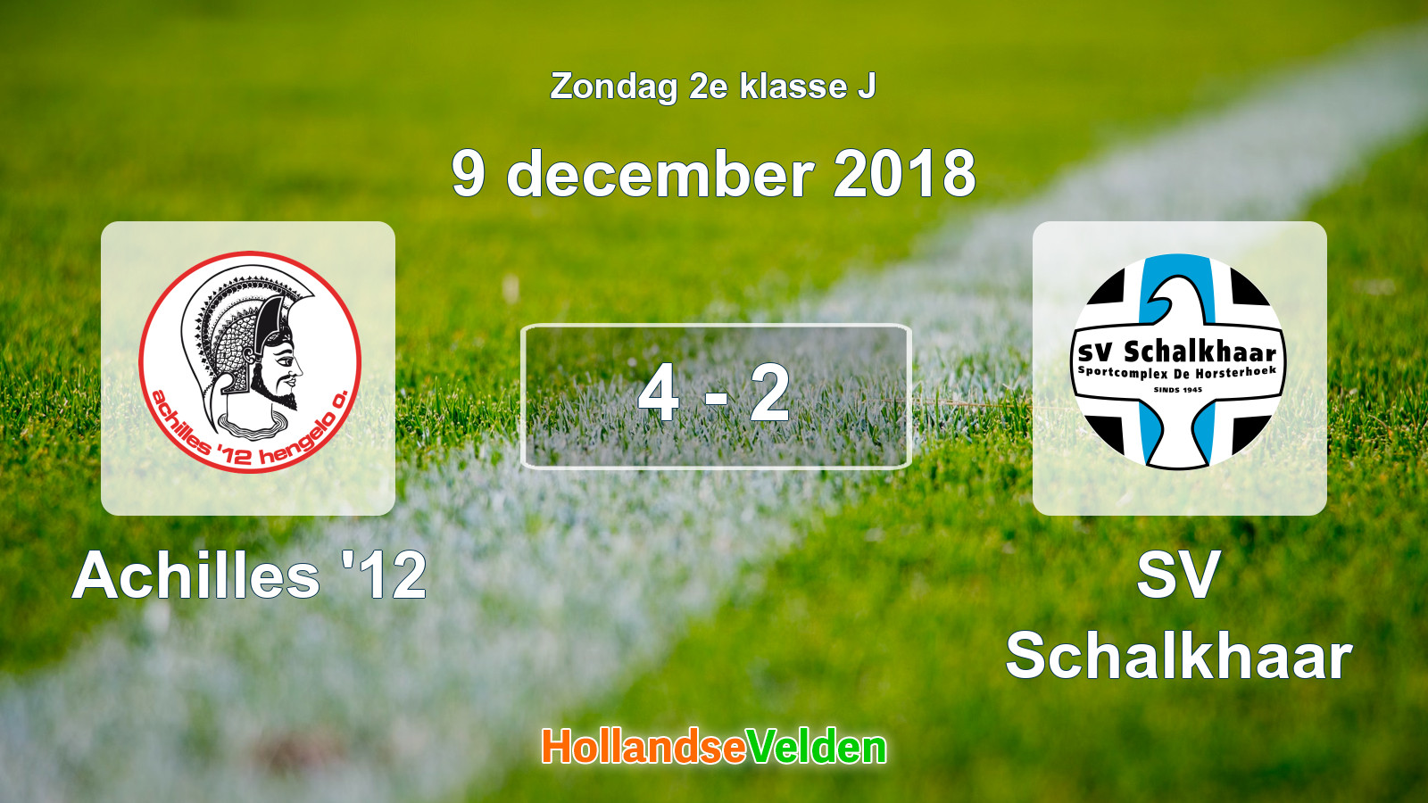 Gespeelde wedstrijd: Achilles '12 - SV Schalkhaar 4 - 2 (9 december 2018)