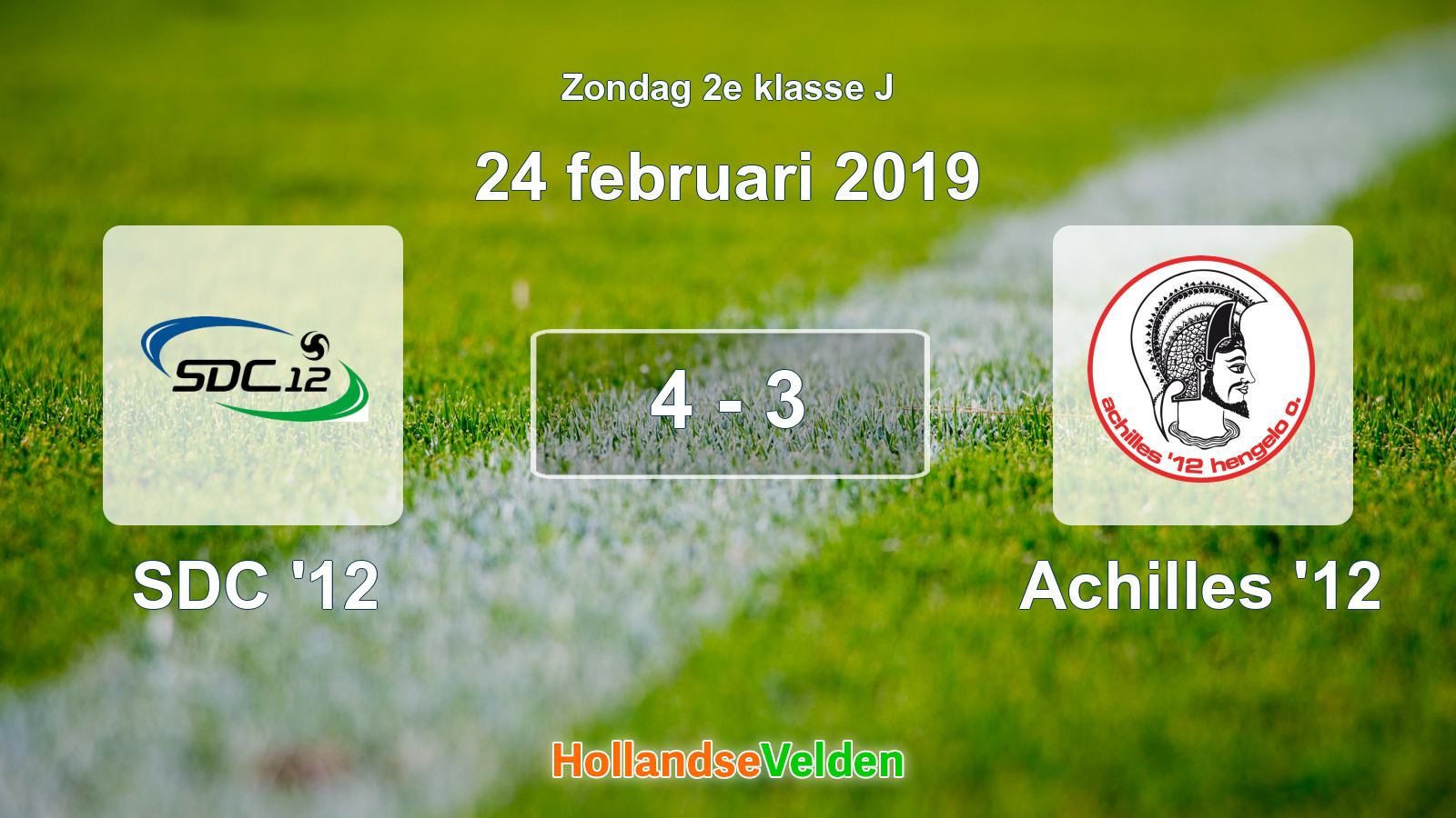 Gespeelde wedstrijd: SDC '12 - Achilles '12 4 - 3 (24 februari 2019)