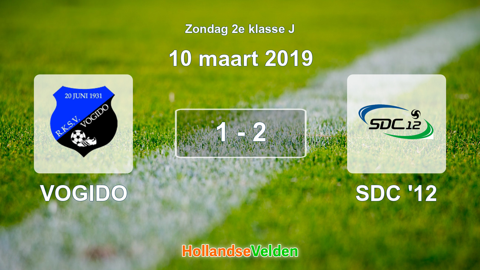 Gespeelde wedstrijd: VOGIDO - SDC '12 1 - 2 (10 maart 2019)
