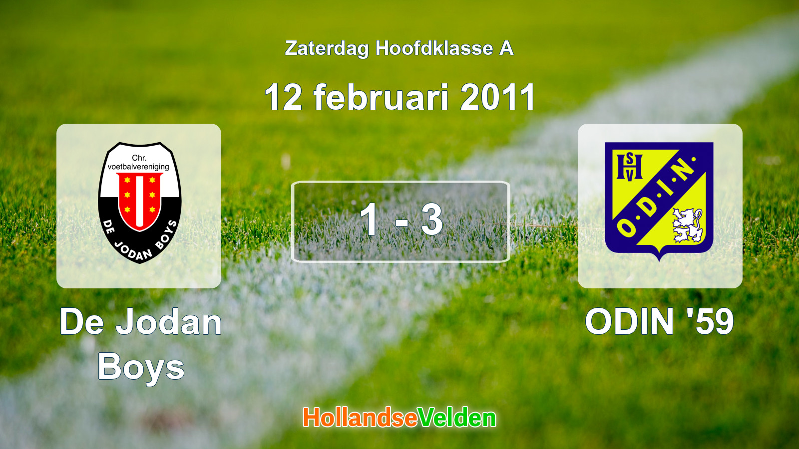 Gespeelde wedstrijd: De Jodan Boys - ODIN '59 1 - 3 (12 februari 2011)