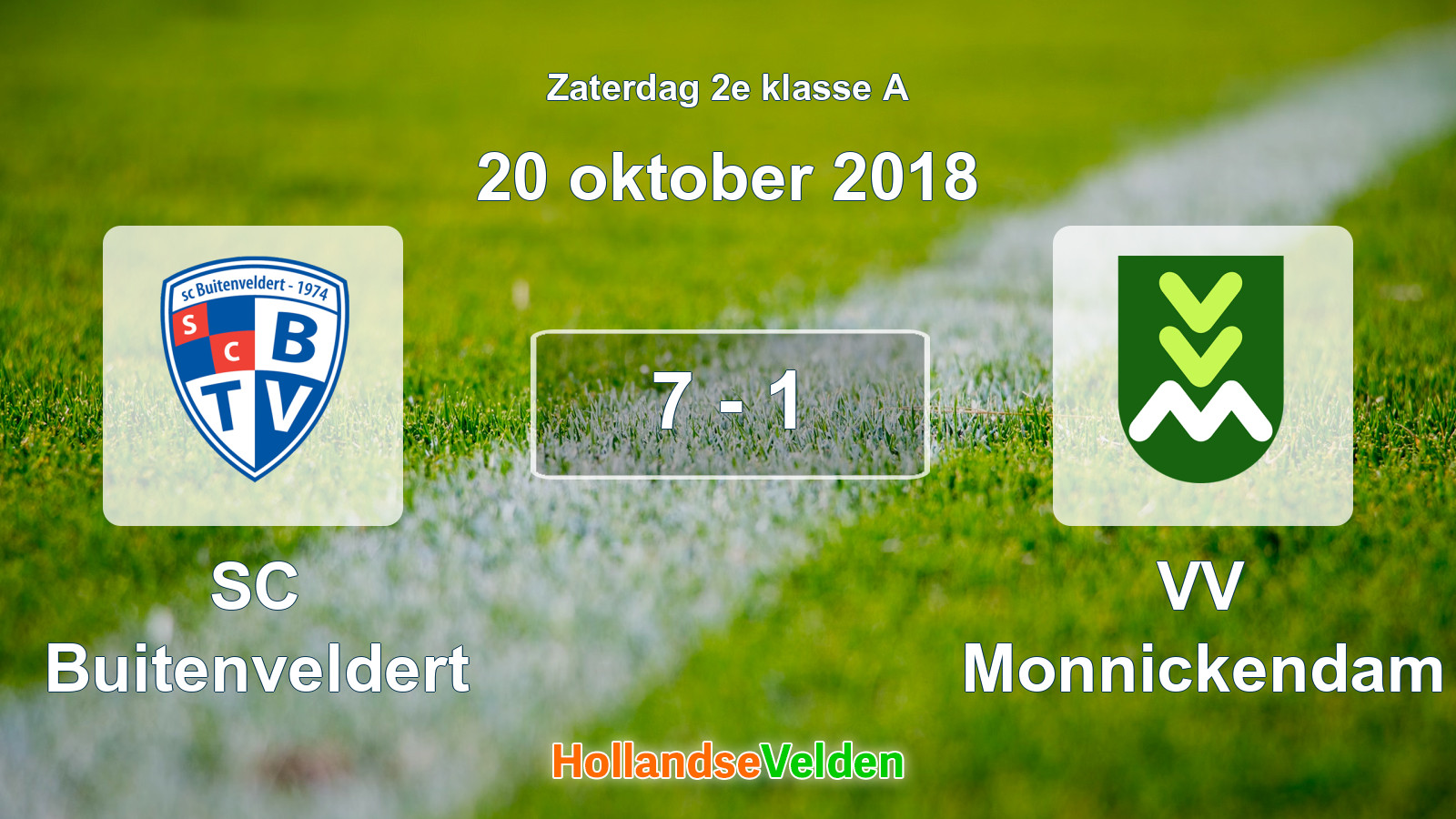 Gespeelde wedstrijd: SC Buitenveldert - VV Monnickendam 7 - 1 (20 oktober 2018)