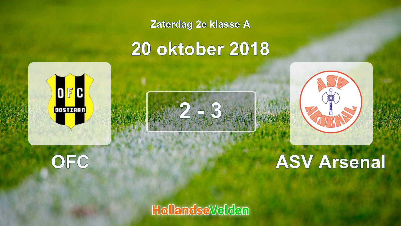Gespeelde wedstrijd: OFC - ASV Arsenal 2 - 3 (20 oktober 2018)