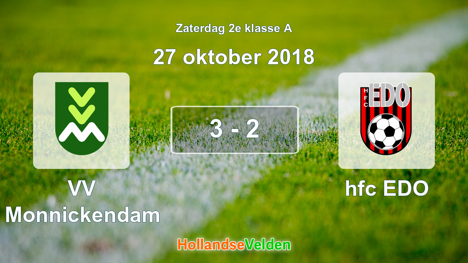 Gespeelde wedstrijd: VV Monnickendam - hfc EDO 3 - 2 (27 oktober 2018)