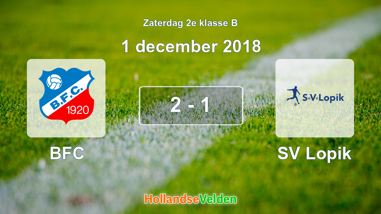 Gespeelde wedstrijd: BFC - SV Lopik 2 - 1 (1 december 2018)