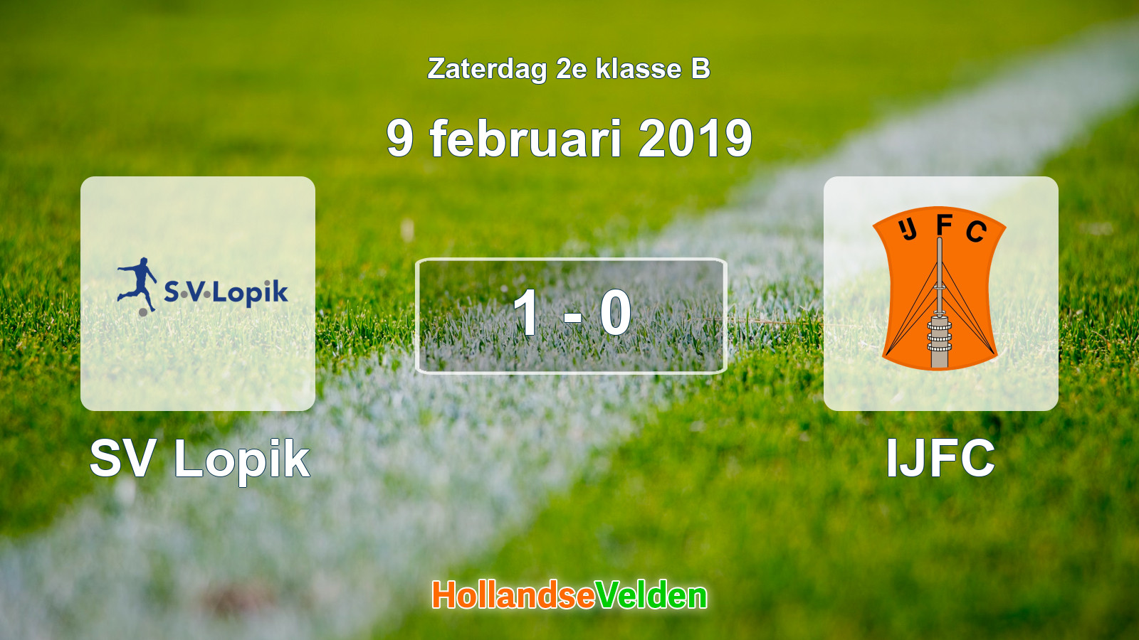 Gespeelde wedstrijd: SV Lopik - IJFC 1 - 0 (9 februari 2019)