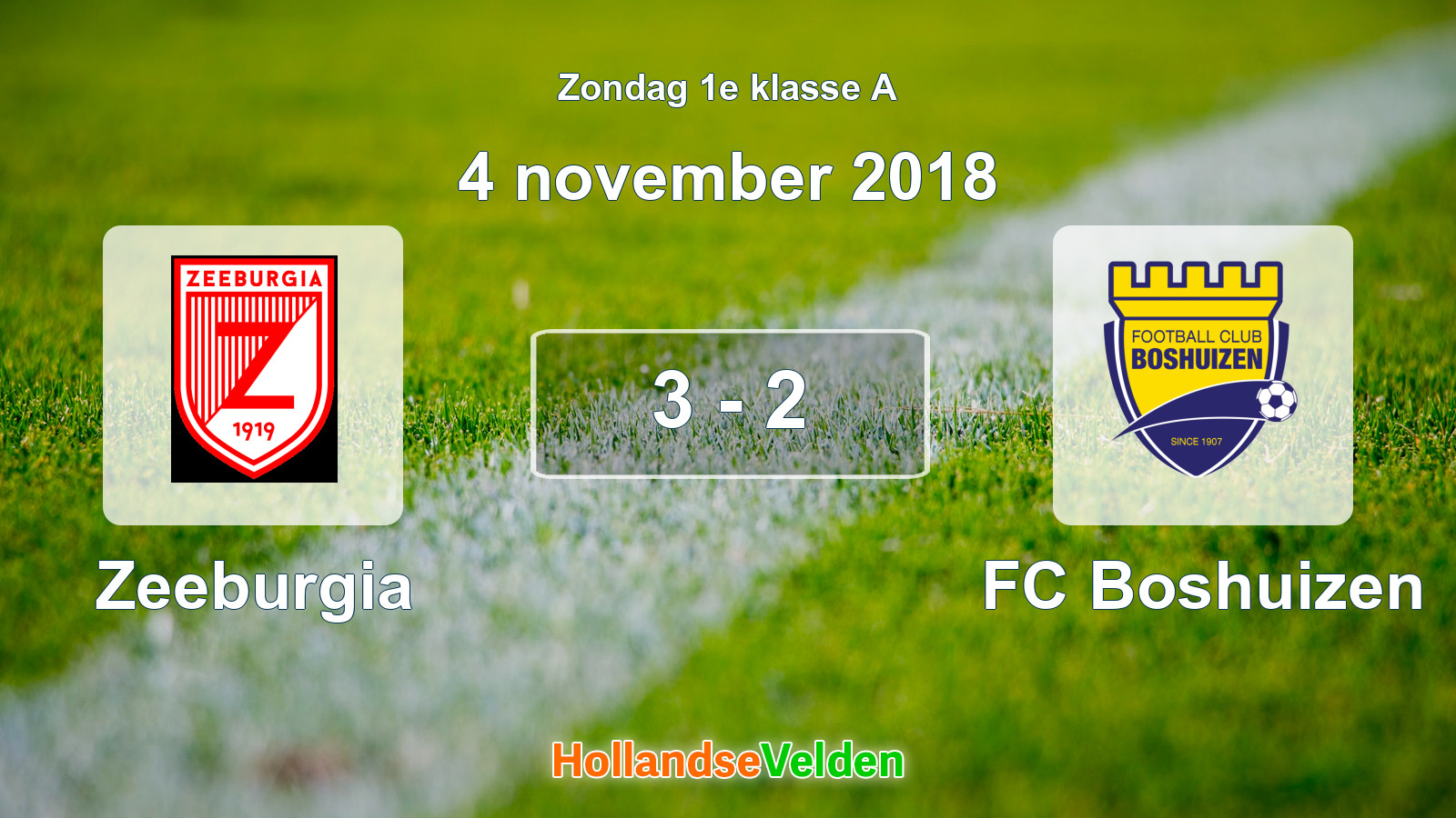 Gespeelde wedstrijd: Zeeburgia - FC Boshuizen 3 - 2 (4 november 2018)