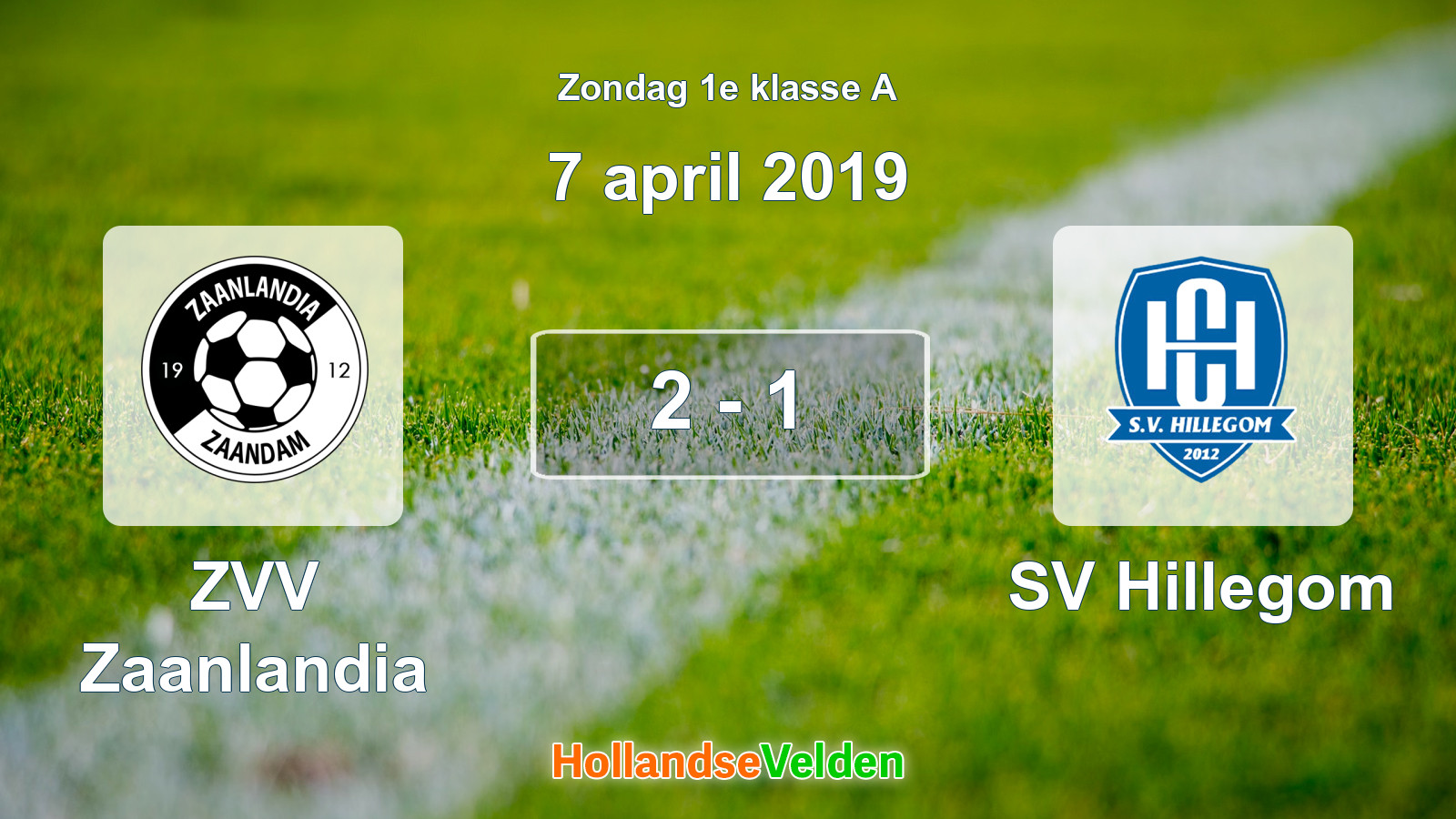 Gespeelde wedstrijd: ZVV Zaanlandia - SV Hillegom 2 - 1 (7 april 2019)