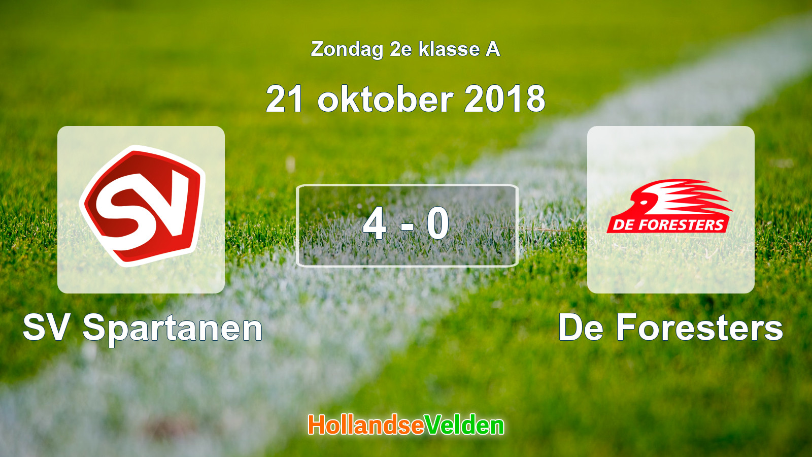 Gespeelde wedstrijd: SV Spartanen - De Foresters 4 - 0 (21 oktober 2018)