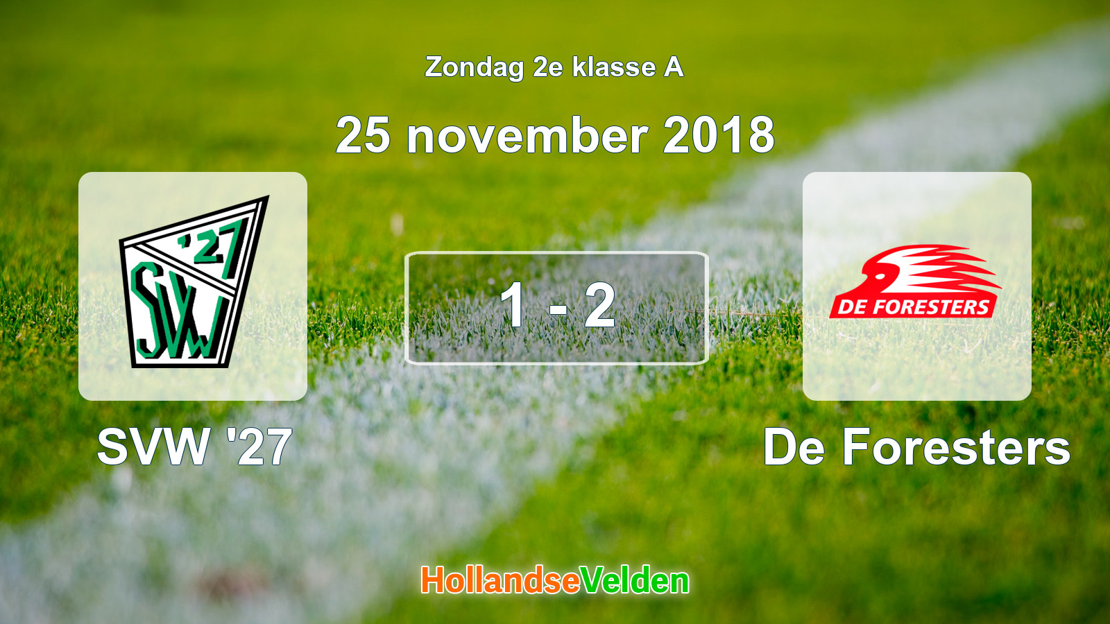 Gespeelde wedstrijd: SVW '27 - De Foresters 1 - 2 (25 november 2018)