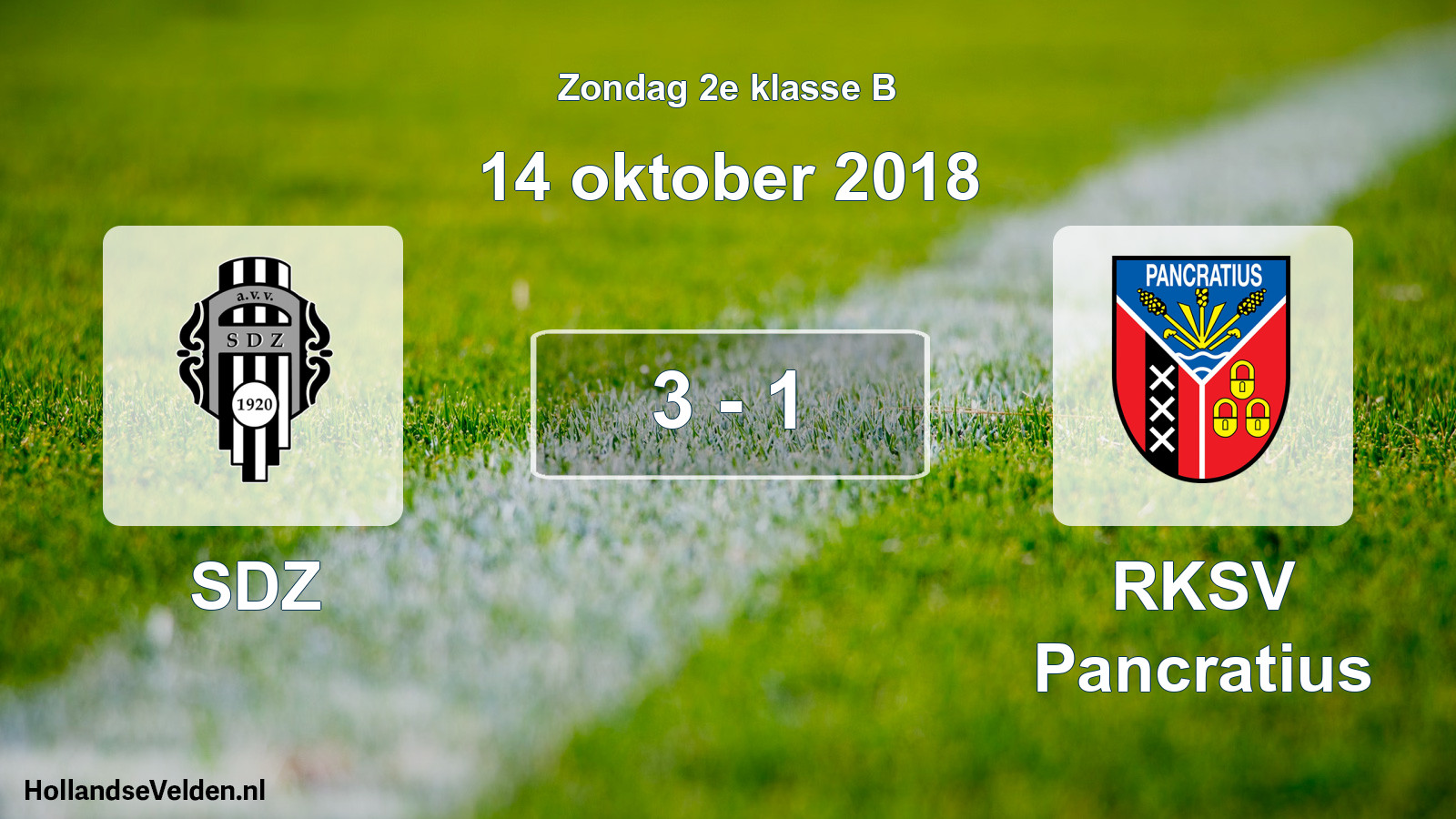 Gespeelde wedstrijd: SDZ - RKSV Pancratius 3 - 1 (14 oktober 2018)