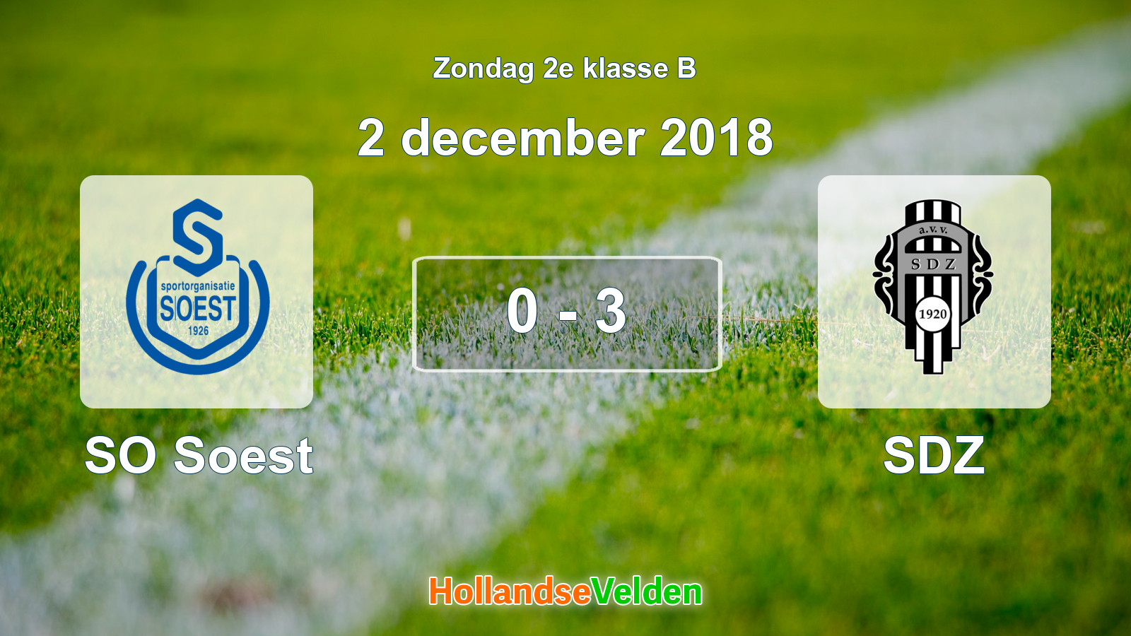 Gespeelde wedstrijd: SO Soest - SDZ 0 - 3 (2 december 2018)