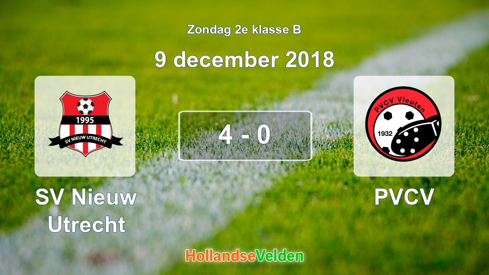 Gespeelde wedstrijd: SV Nieuw Utrecht - PVCV 4 - 0 (9 december 2018)