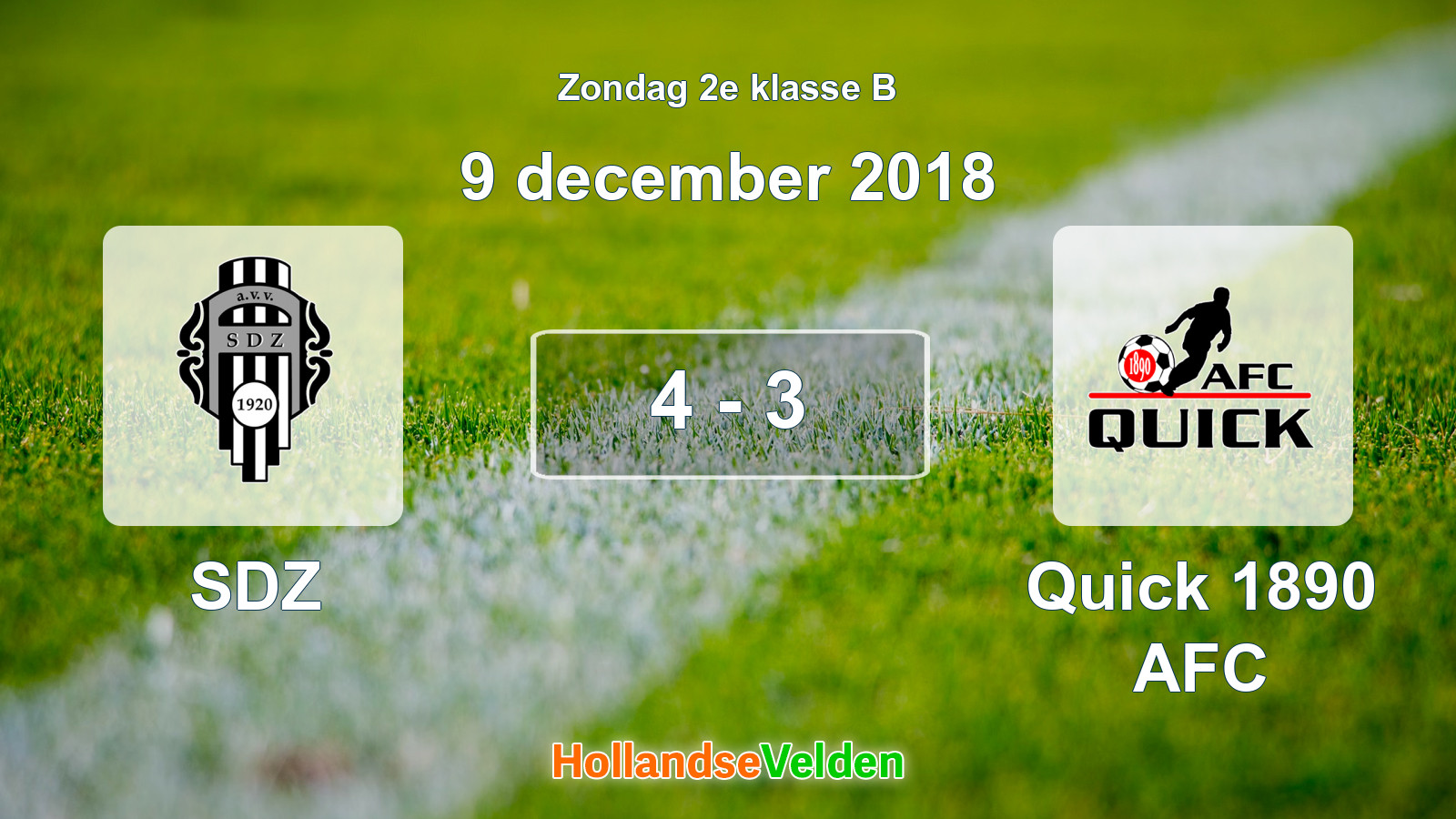 Gespeelde wedstrijd: SDZ - Quick 1890 AFC 4 - 3 (9 december 2018)