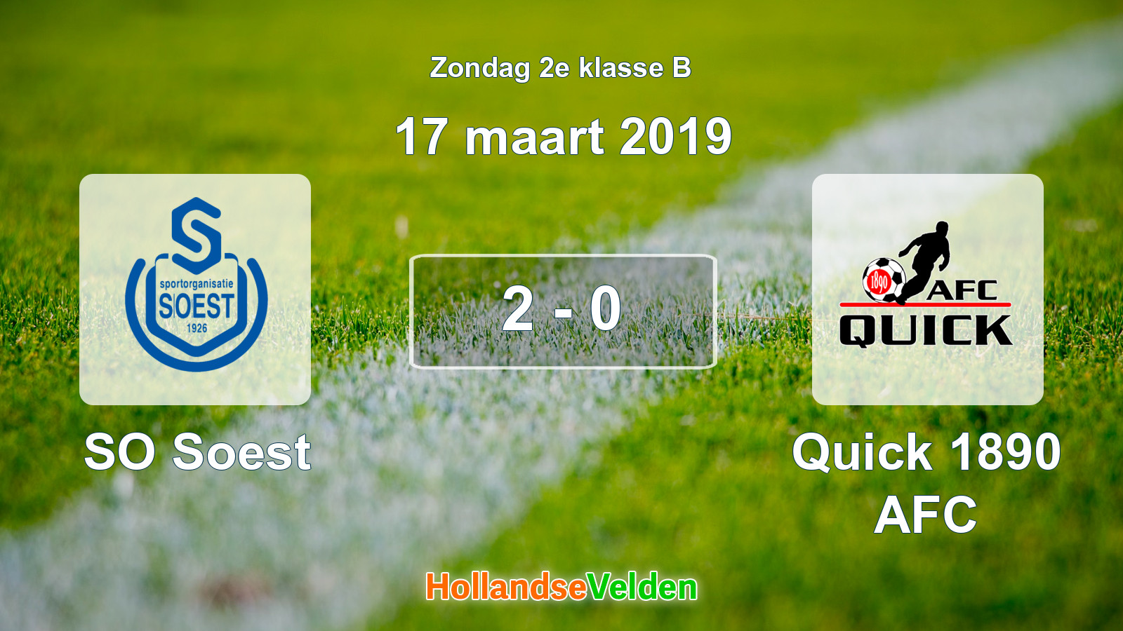 Gespeelde wedstrijd: SO Soest - Quick 1890 AFC 2 - 0 (17 maart 2019)