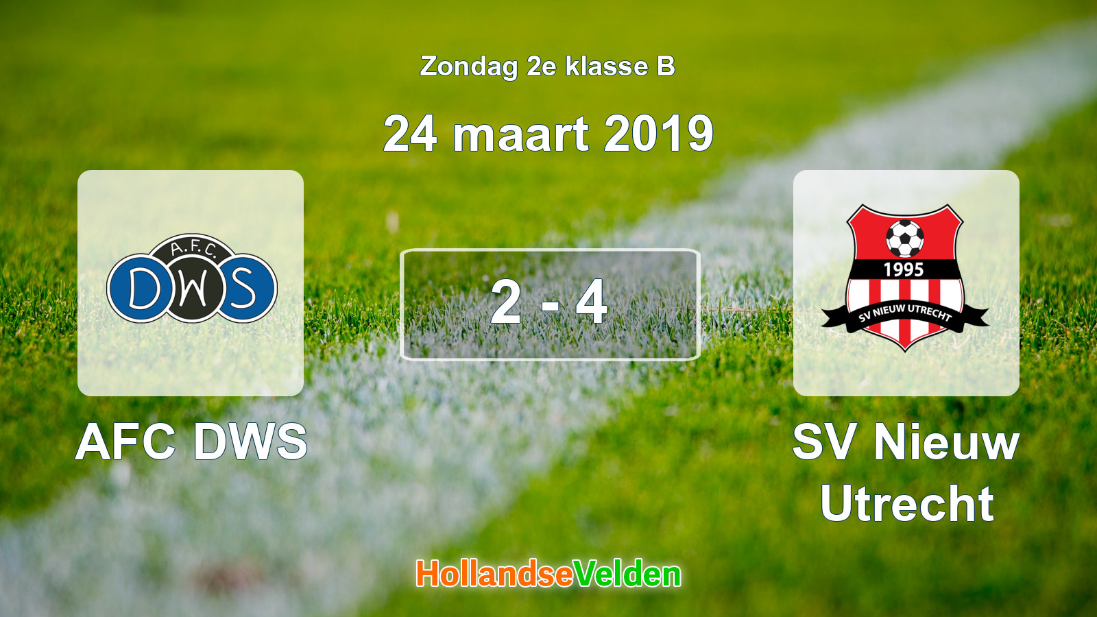 Gespeelde wedstrijd: AFC DWS - SV Nieuw Utrecht 2 - 4 (24 maart 2019)