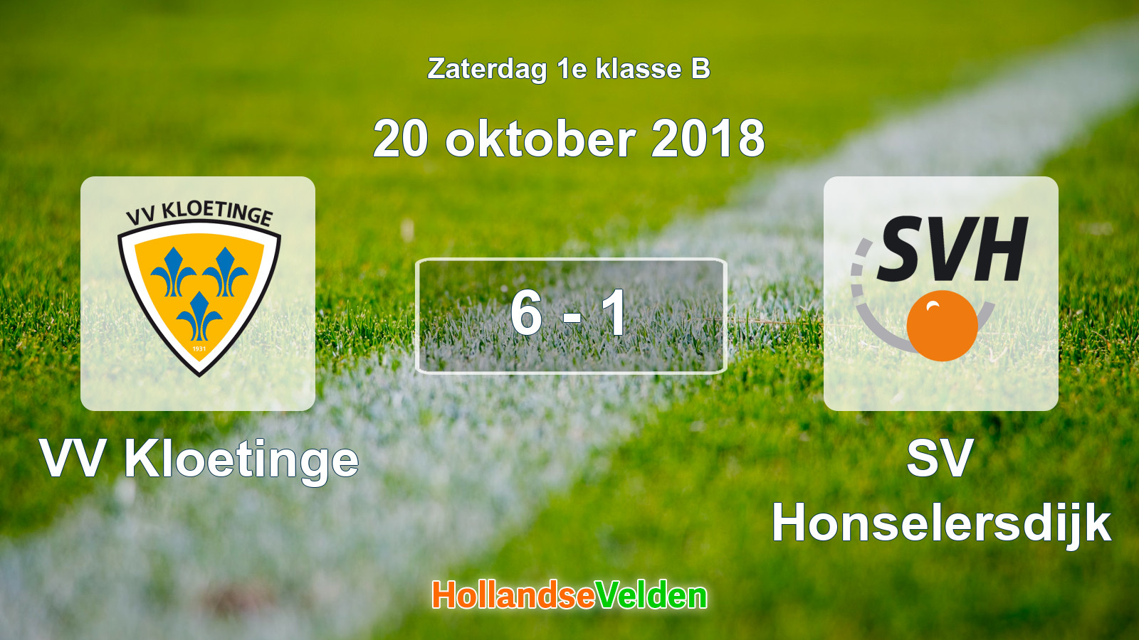 Gespeelde wedstrijd: VV Kloetinge - SV Honselersdijk 6 - 1 (20 oktober 2018)