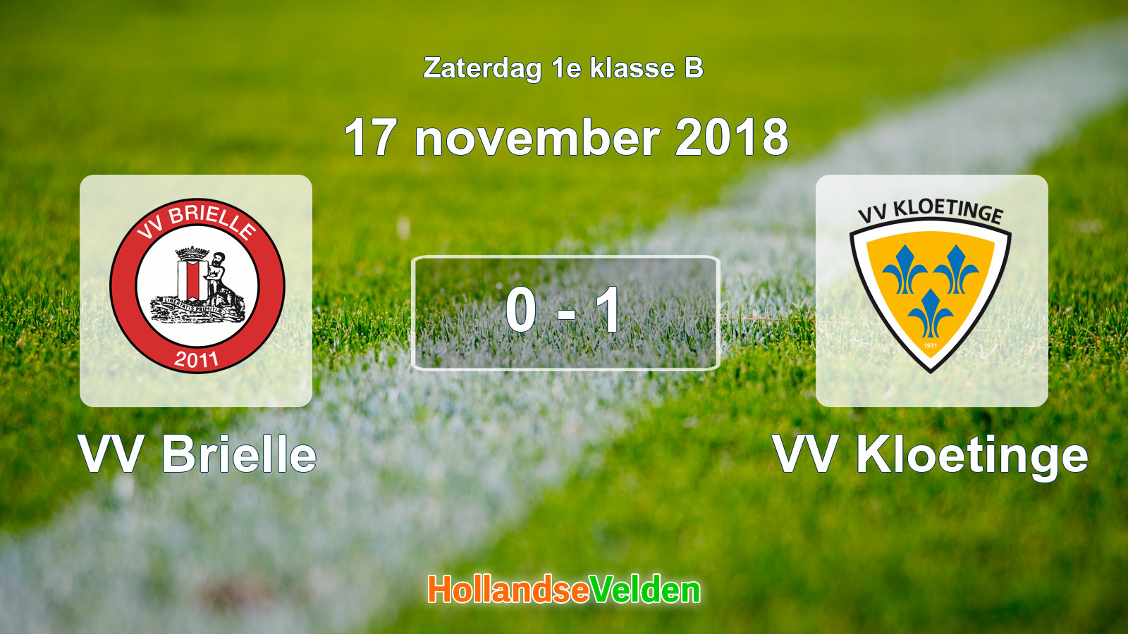 Gespeelde wedstrijd: VV Brielle - VV Kloetinge 0 - 1 (17 november 2018)