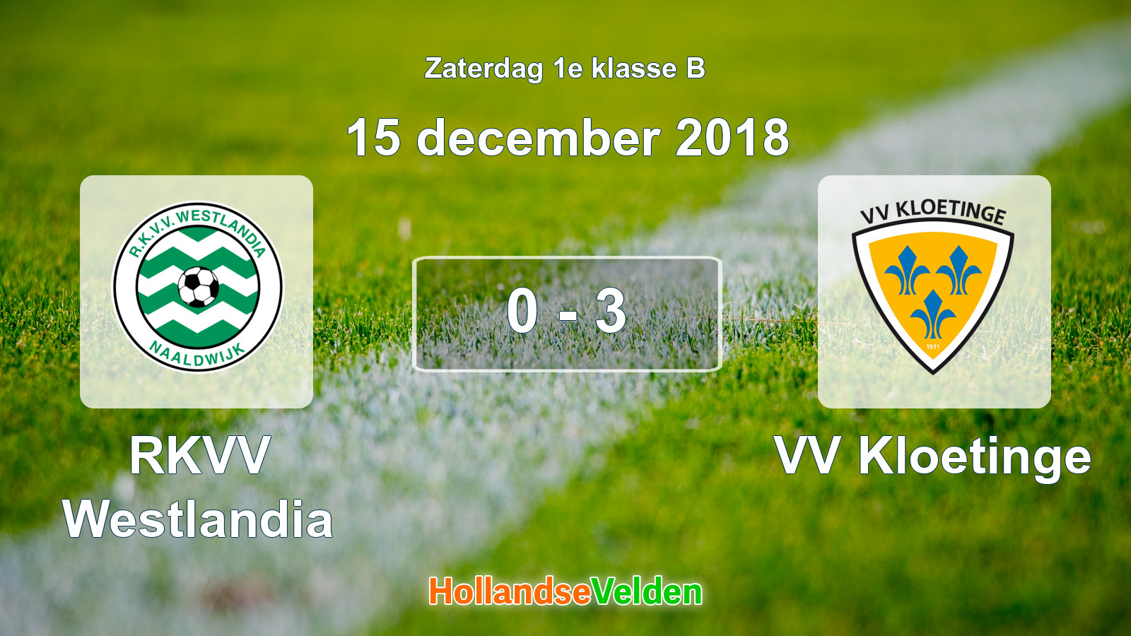 Gespeelde wedstrijd: RKVV Westlandia - VV Kloetinge 0 - 3 (15 december 2018)