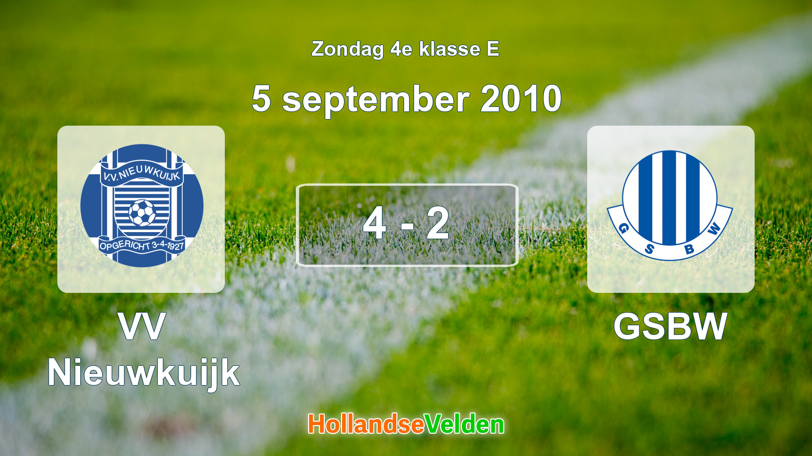 Gespeelde wedstrijd: VV Nieuwkuijk - GSBW 4 - 2 (5 september 2010)