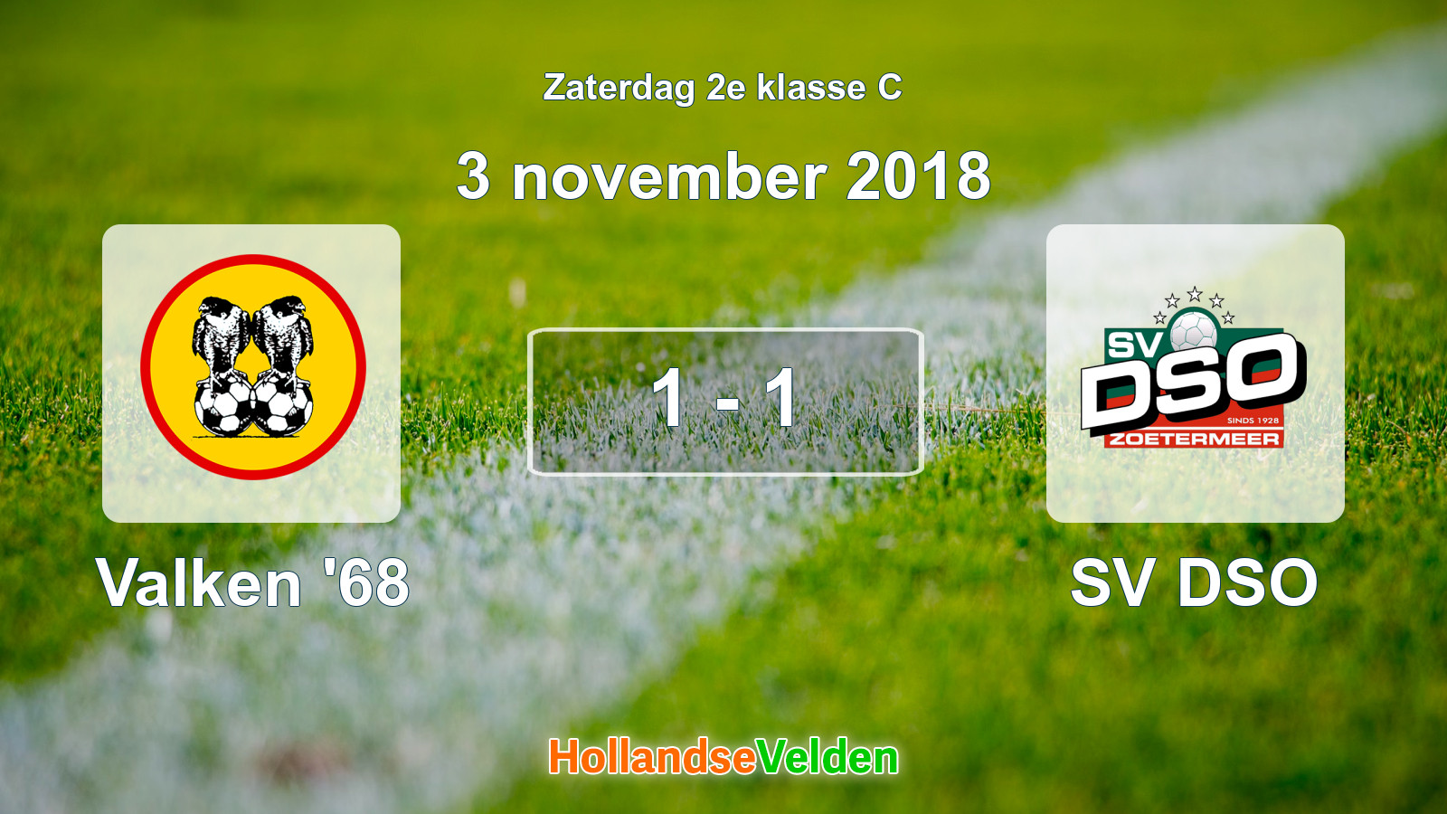 Gespeelde wedstrijd: Valken '68 - SV DSO 1 - 1 (3 november 2018)