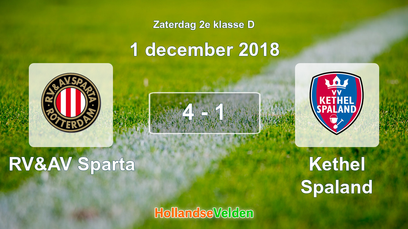 Gespeelde wedstrijd: RV&AV Sparta - Kethel Spaland 4 - 1 (1 december 2018)