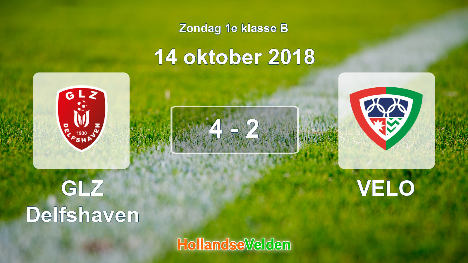 Gespeelde wedstrijd: GLZ Delfshaven - VELO 4 - 2 (14 oktober 2018)