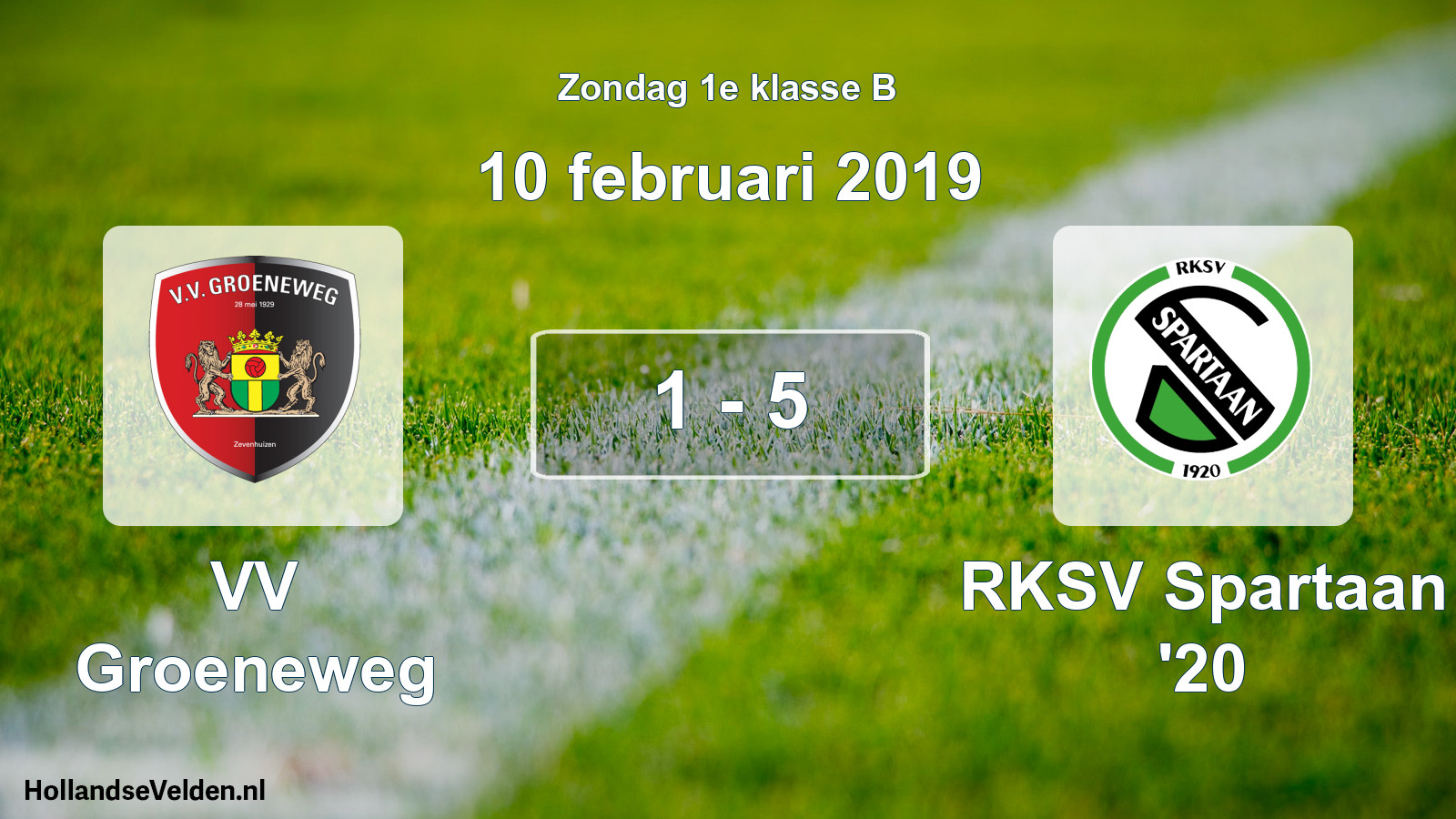Gespeelde wedstrijd: VV Groeneweg - RKSV Spartaan '20 1 - 5 (10 februari 2019)