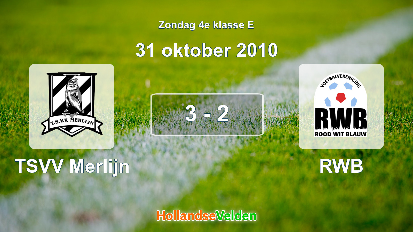 Gespeelde wedstrijd: TSVV Merlijn - RWB 3 - 2 (31 oktober 2010)