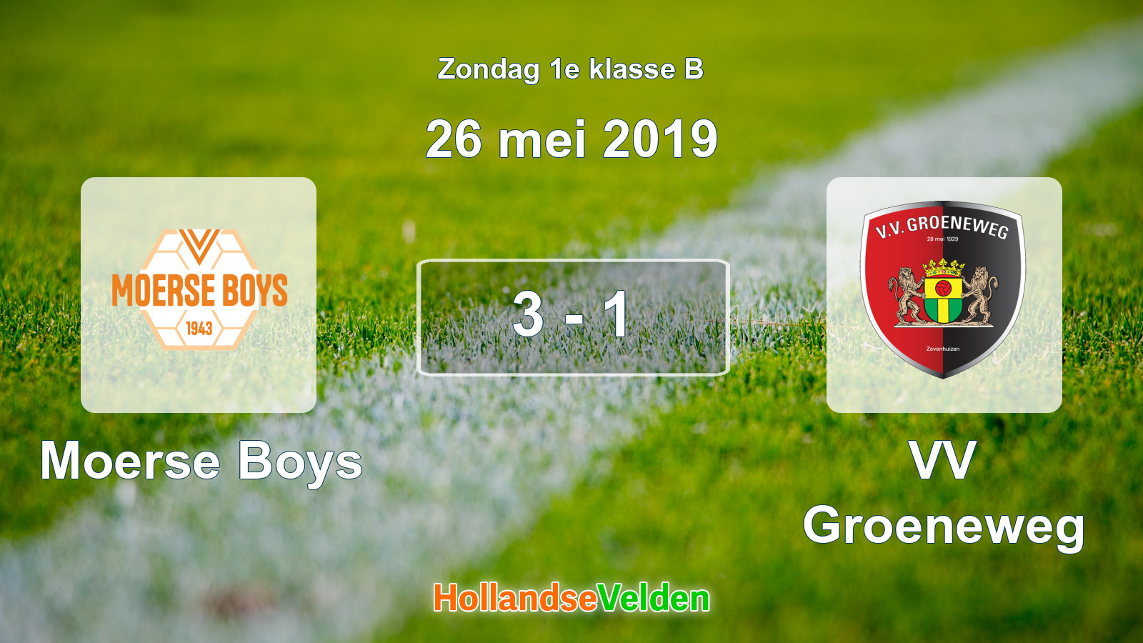Gespeelde wedstrijd: Moerse Boys - VV Groeneweg 3 - 1 (26 mei 2019)