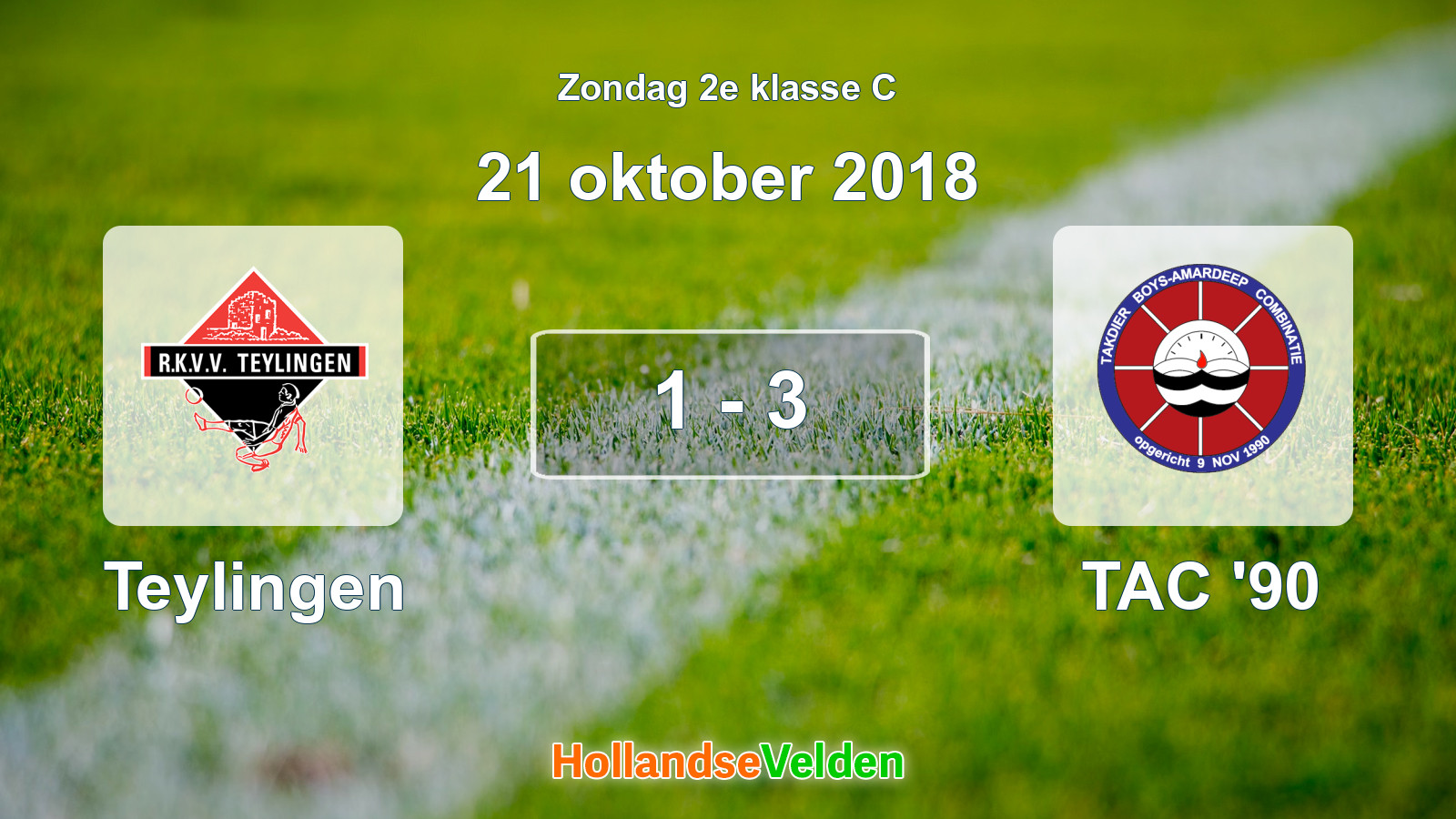 Gespeelde wedstrijd: Teylingen - TAC '90 1 - 3 (21 oktober 2018)