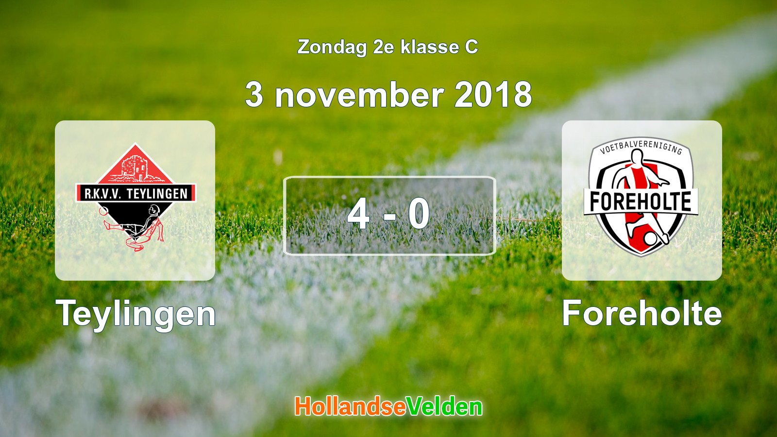 Gespeelde wedstrijd: Teylingen - Foreholte 4 - 0 (3 november 2018)