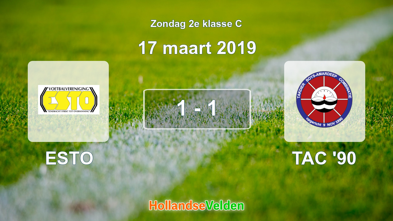 Gespeelde wedstrijd: ESTO - TAC '90 1 - 1 (17 maart 2019)