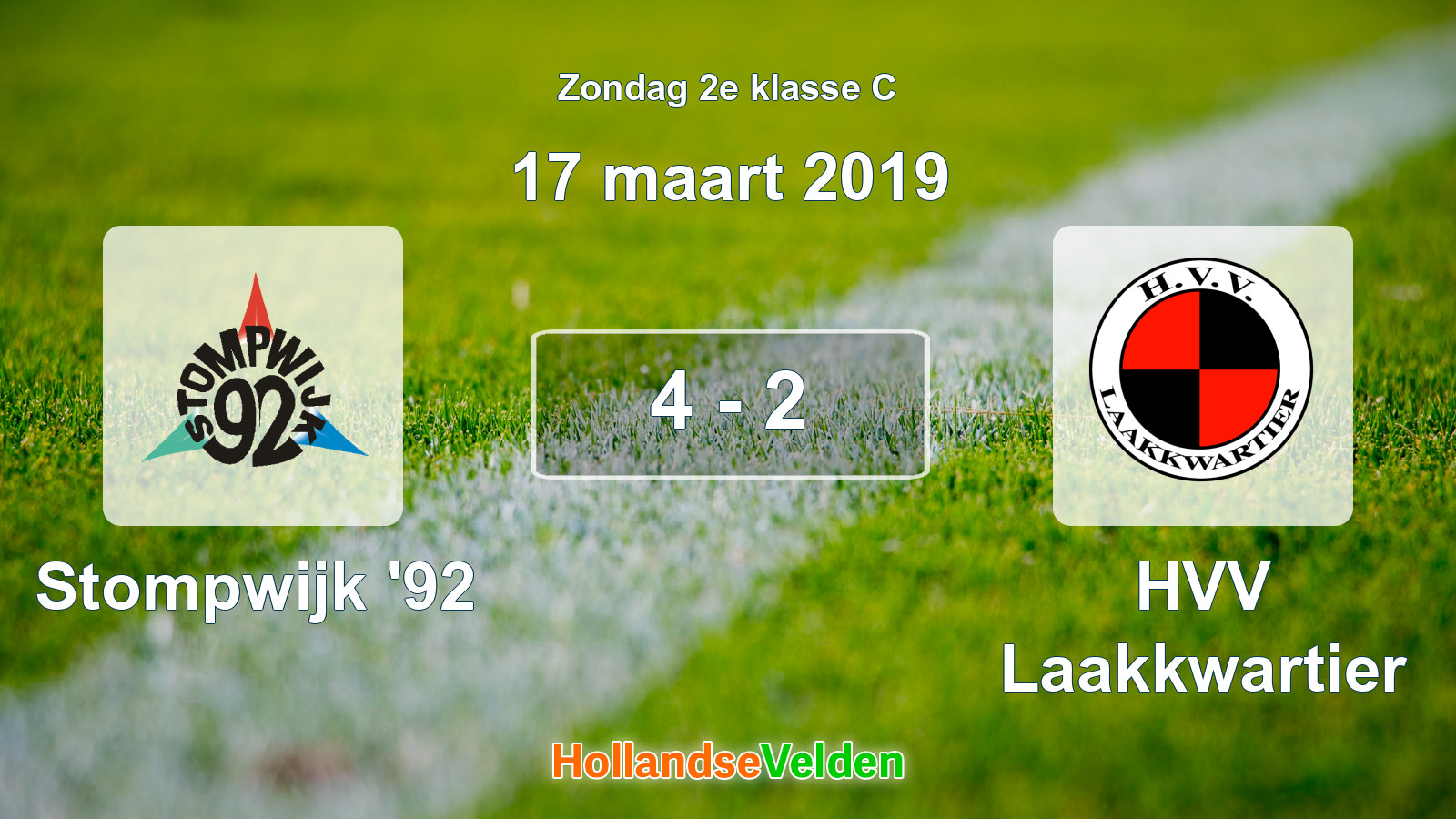 Gespeelde wedstrijd: Stompwijk '92 - HVV Laakkwartier 4 - 2 (17 maart 2019)