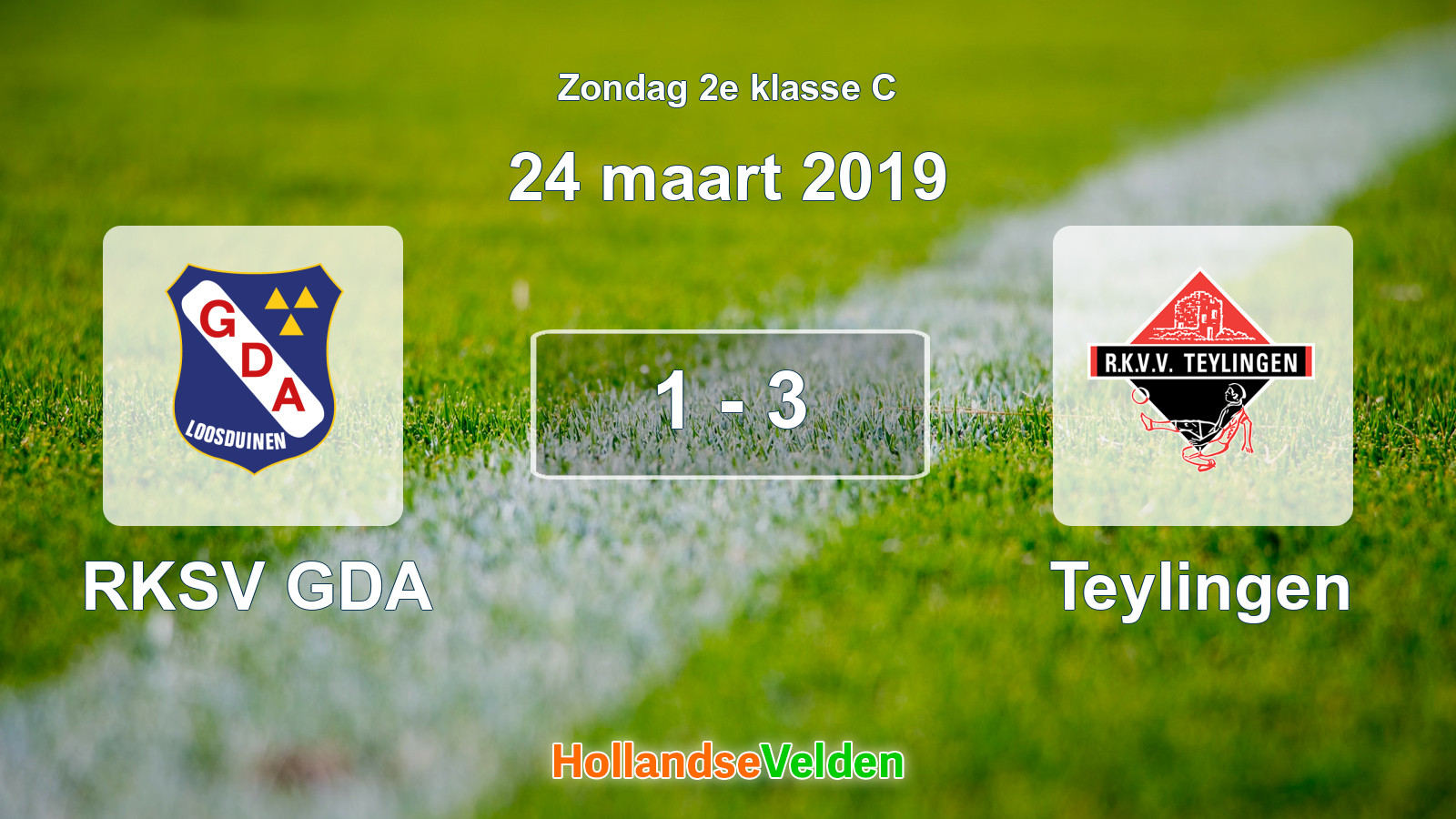 Gespeelde wedstrijd: RKSV GDA - Teylingen 1 - 3 (24 maart 2019)