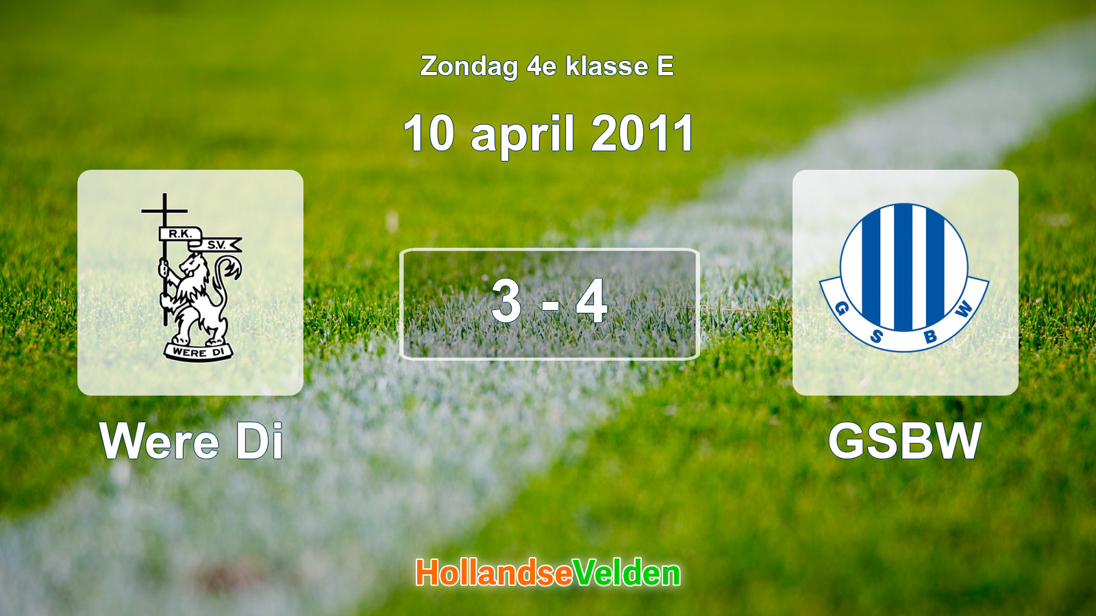 Gespeelde wedstrijd: Were Di - GSBW 3 - 4 (10 april 2011)