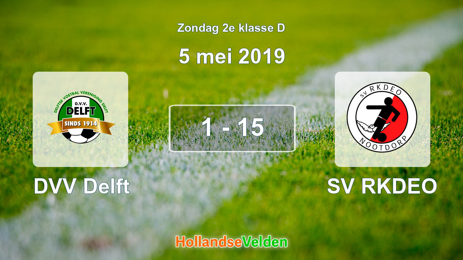 Gespeelde wedstrijd: DVV Delft - SV RKDEO 1 - 15 (5 mei 2019)