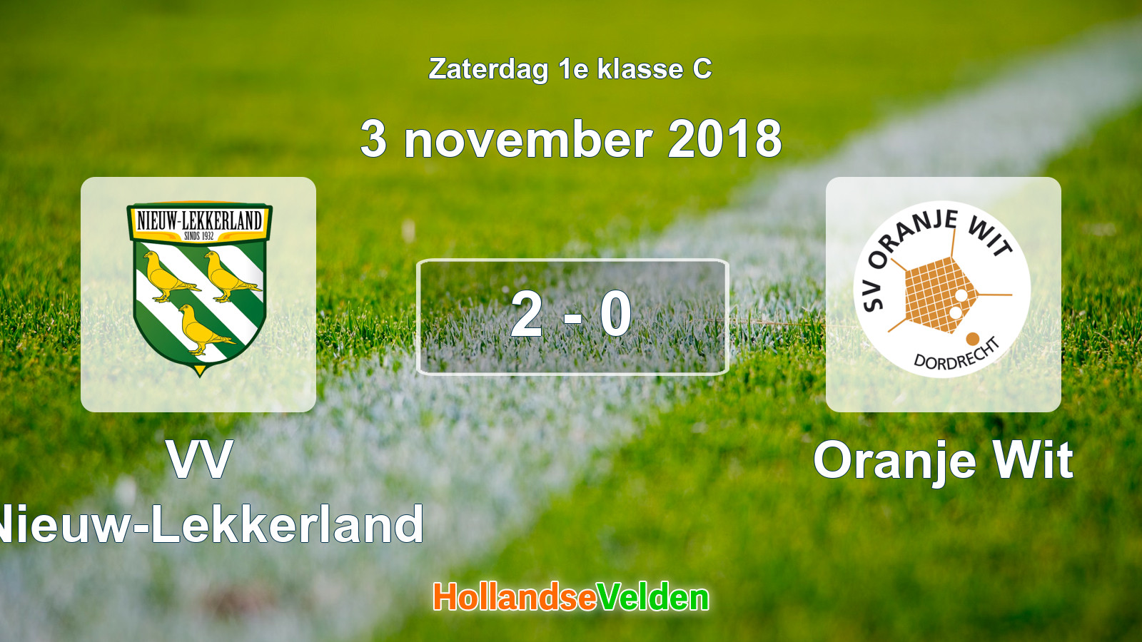Gespeelde wedstrijd: VV Nieuw-Lekkerland - Oranje Wit 2 - 0 (3 november 2018)