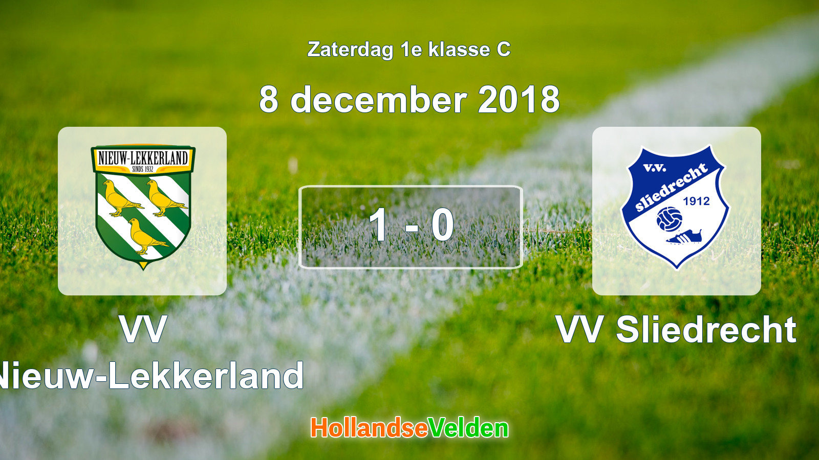 Gespeelde wedstrijd: VV Nieuw-Lekkerland - VV Sliedrecht 1 - 0 (8 december 2018)