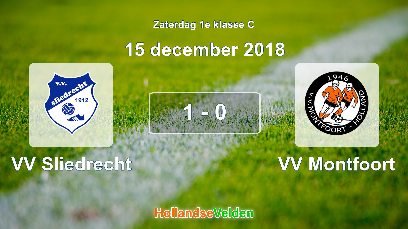 Gespeelde wedstrijd: VV Sliedrecht - VV Montfoort 1 - 0 (15 december 2018)