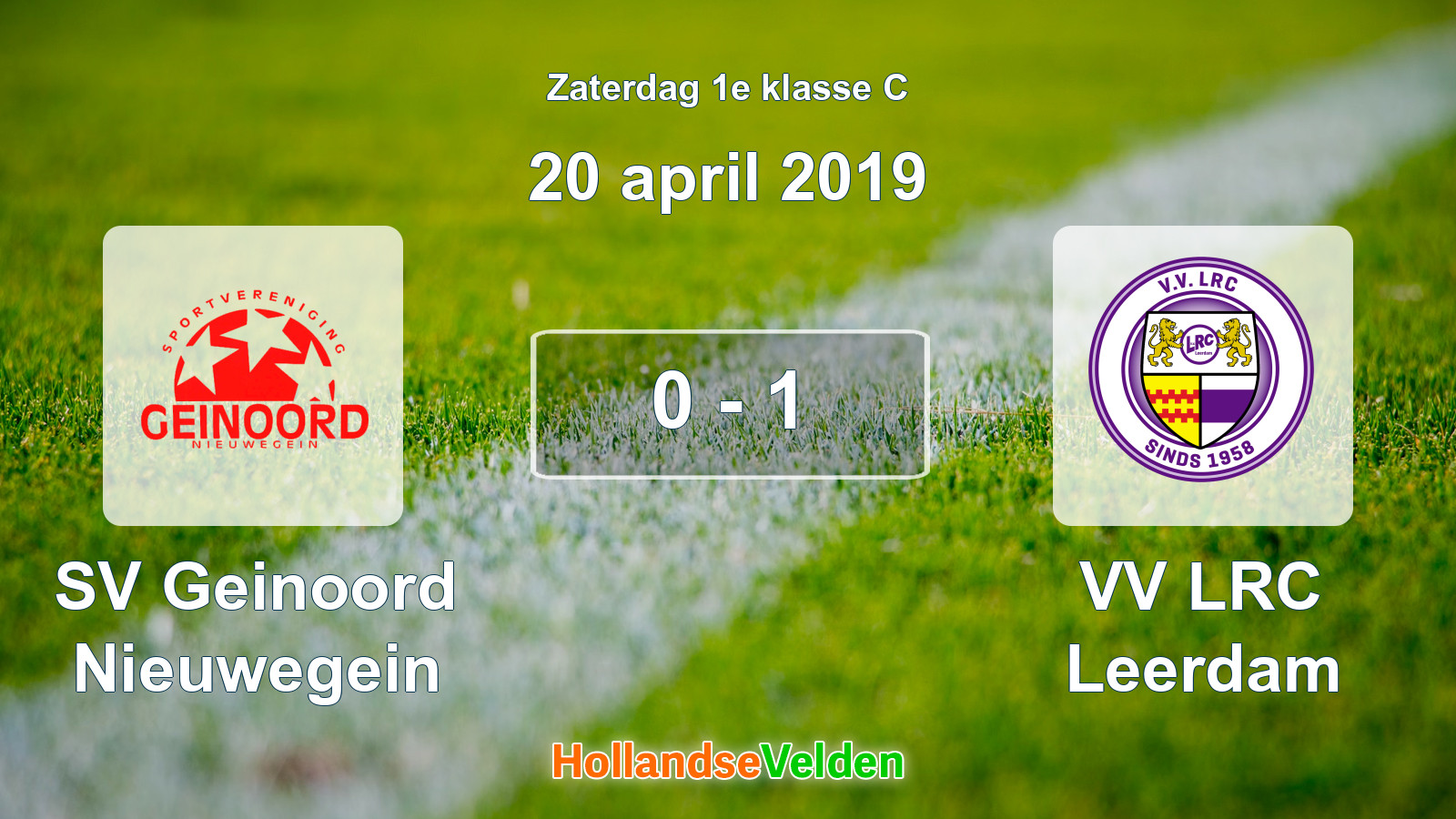 Gespeelde wedstrijd: SV Geinoord Nieuwegein - VV LRC Leerdam 0 - 1 (20 april 2019)
