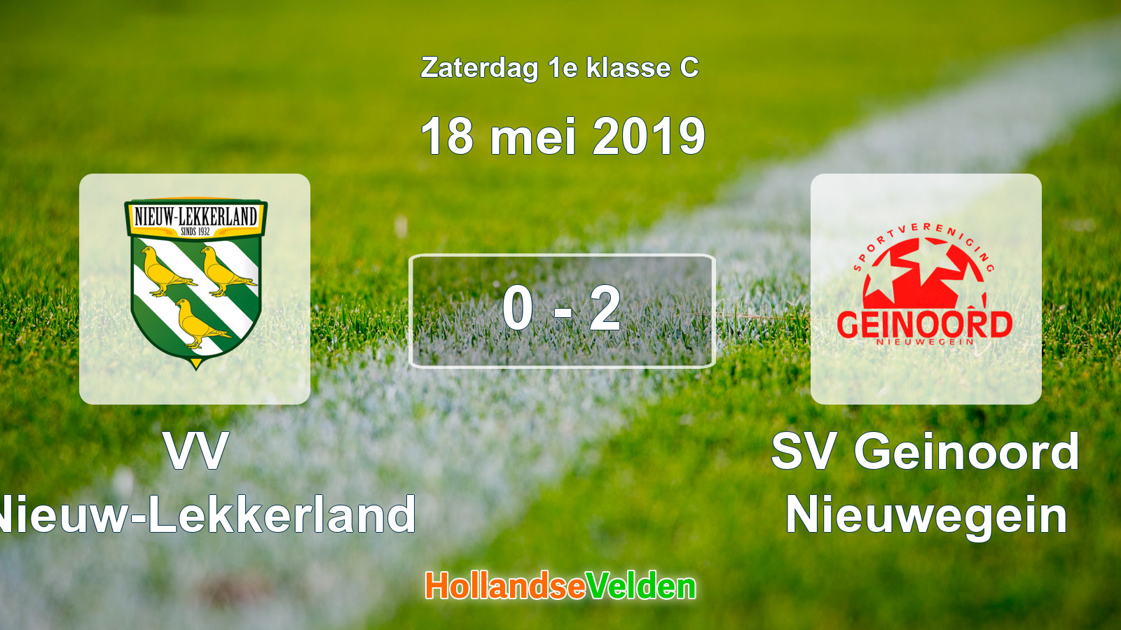 Gespeelde wedstrijd: VV Nieuw-Lekkerland - SV Geinoord Nieuwegein 0 - 2 (18 mei 2019)