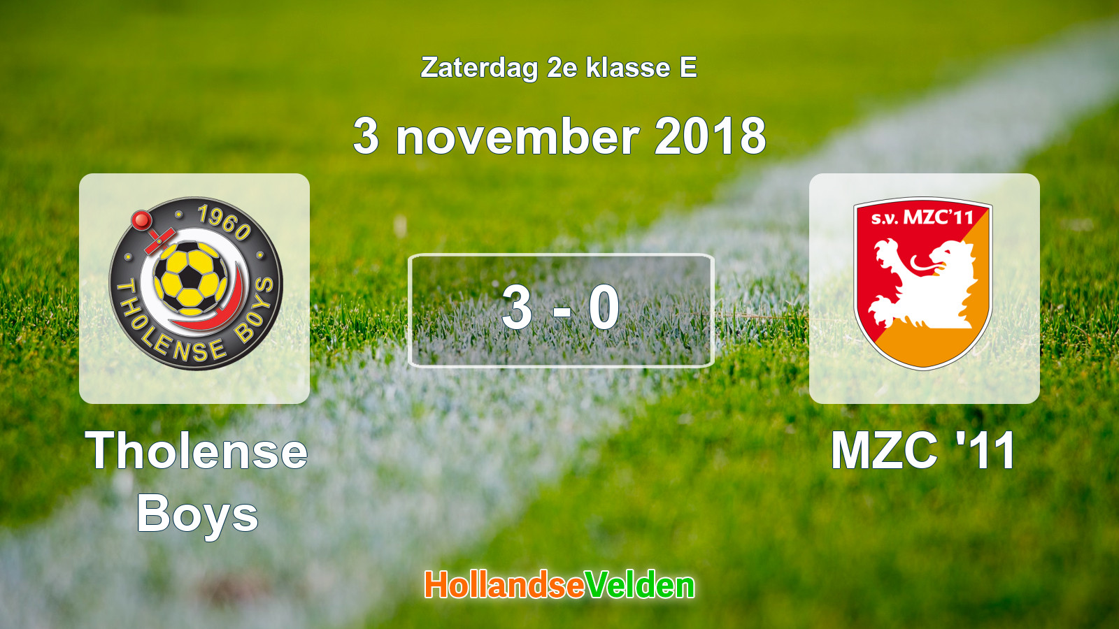 Gespeelde wedstrijd: Tholense Boys - MZC '11 3 - 0 (3 november 2018)