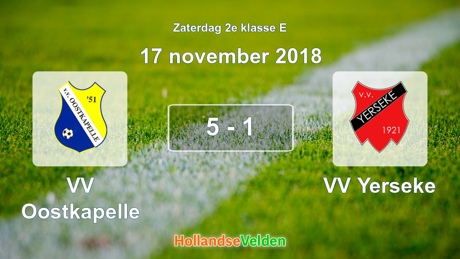 Gespeelde wedstrijd: VV Oostkapelle - VV Yerseke 5 - 1 (17 november 2018)