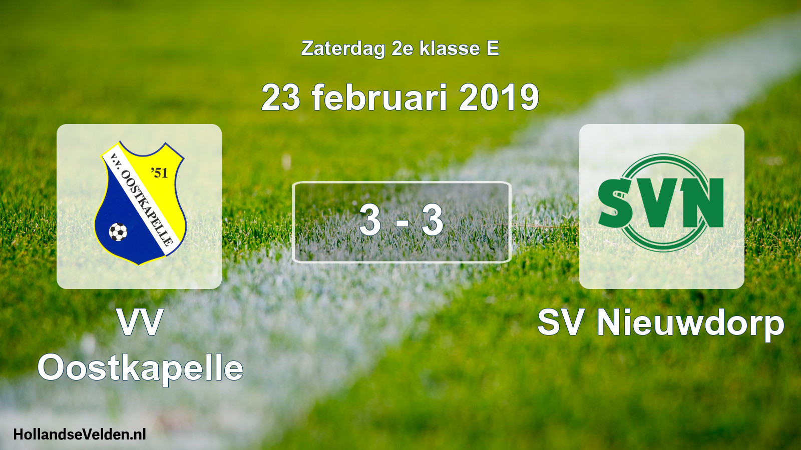 Gespeelde wedstrijd: VV Oostkapelle - SV Nieuwdorp 3 - 3 (23 februari 2019)