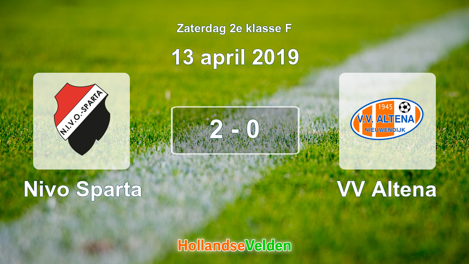 Gespeelde wedstrijd: Nivo Sparta - VV Altena 2 - 0 (13 april 2019)