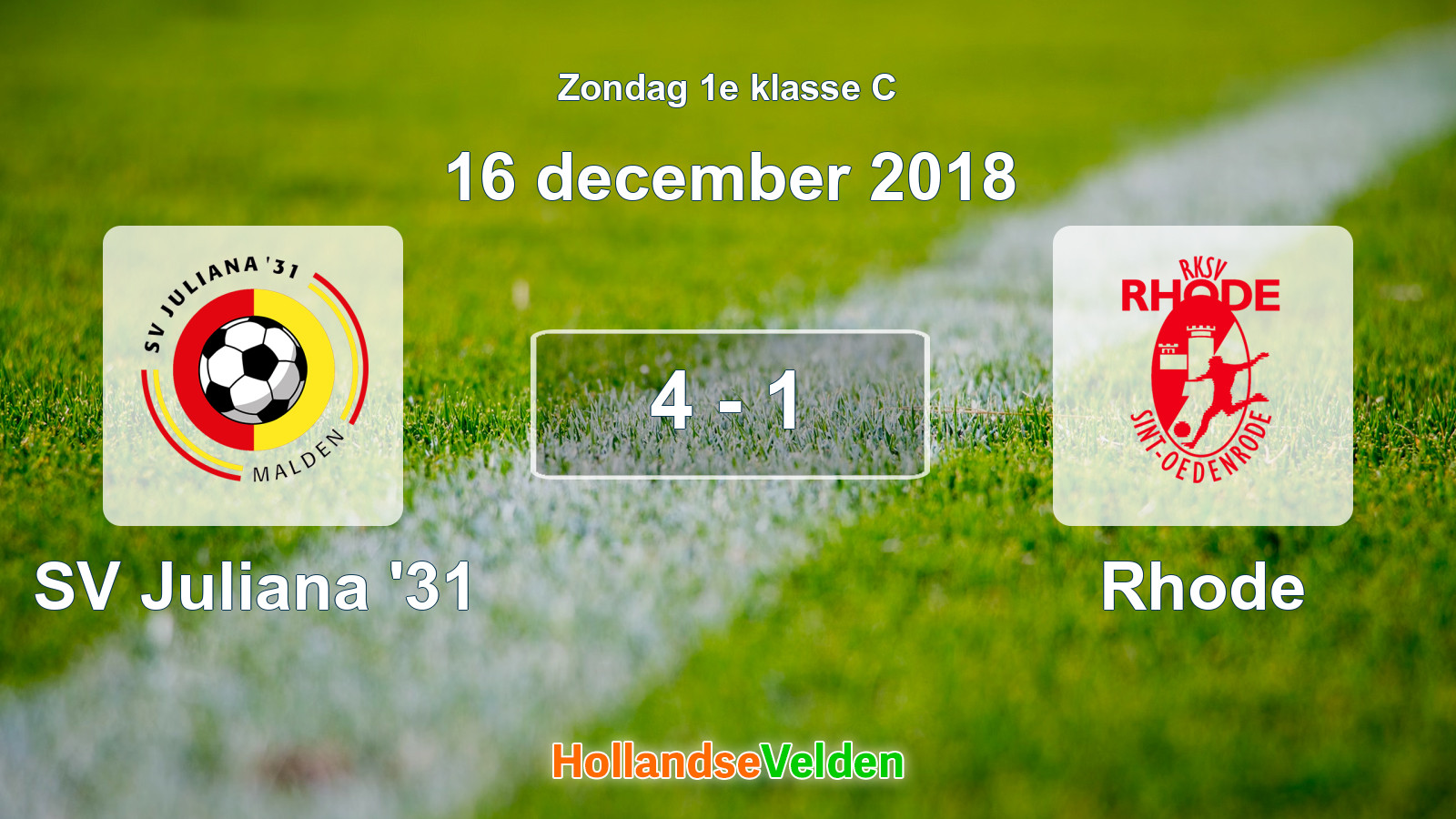Gespeelde wedstrijd: SV Juliana '31 - Rhode 4 - 1 (16 december 2018)