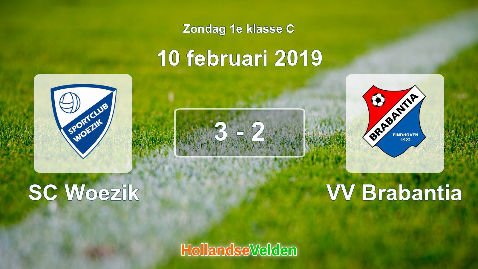 Gespeelde wedstrijd: SC Woezik - VV Brabantia 3 - 2 (10 februari 2019)