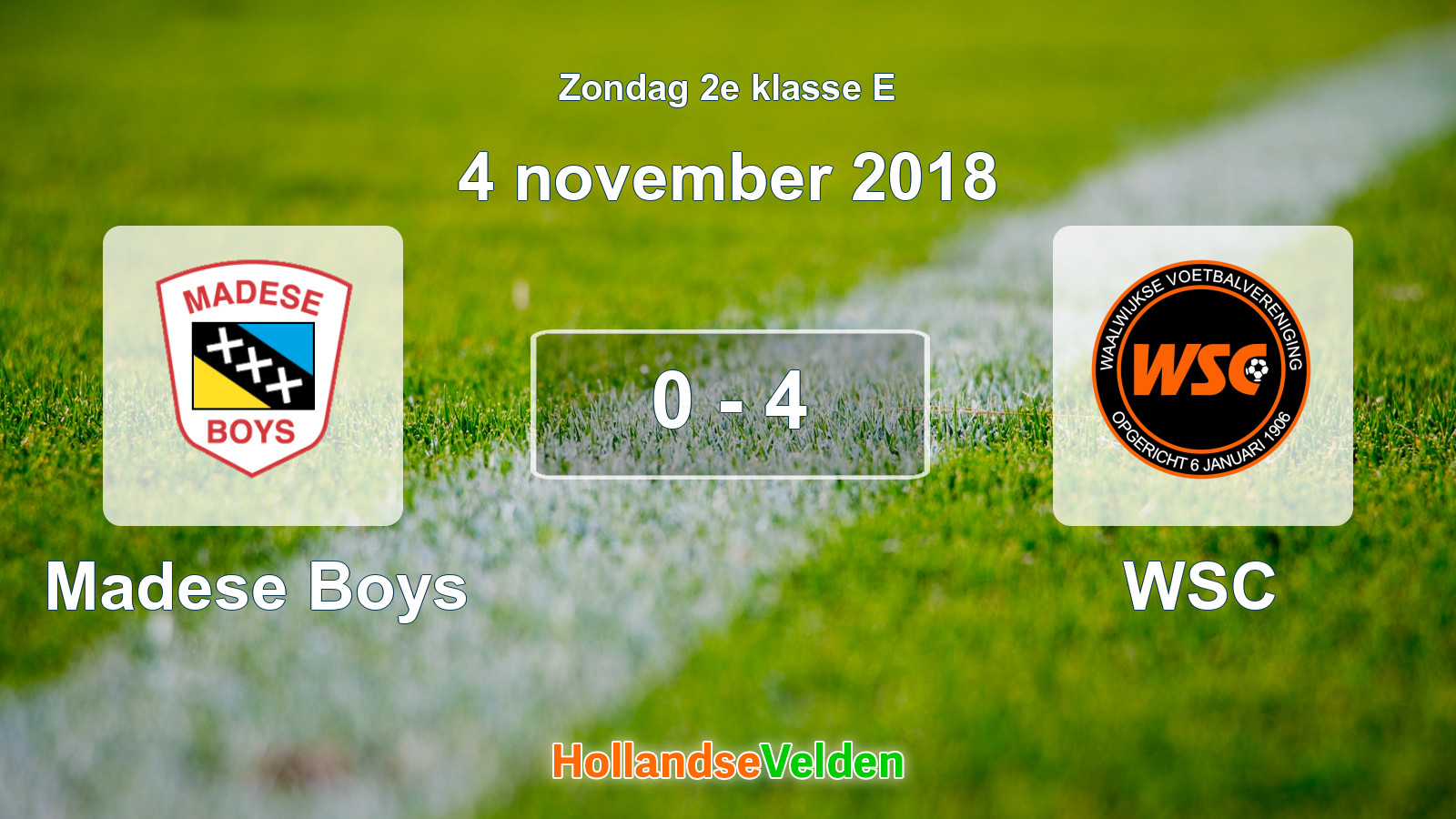 Gespeelde wedstrijd: Madese Boys - WSC 0 - 4 (4 november 2018)