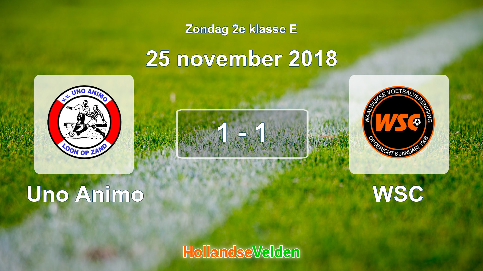 Gespeelde wedstrijd: Uno Animo - WSC 1 - 1 (25 november 2018)